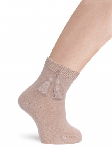 Calcetines cortos con borlas Haya Peanut