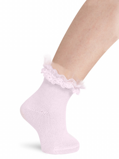 Calcetines cortos con puntilla y tul Rosa Pink