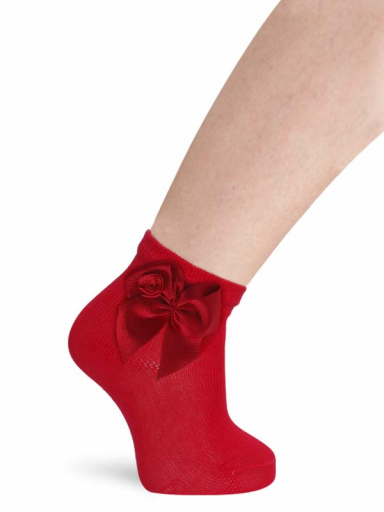 Calcetines cortos finos con lazo con rosa Rojo Red