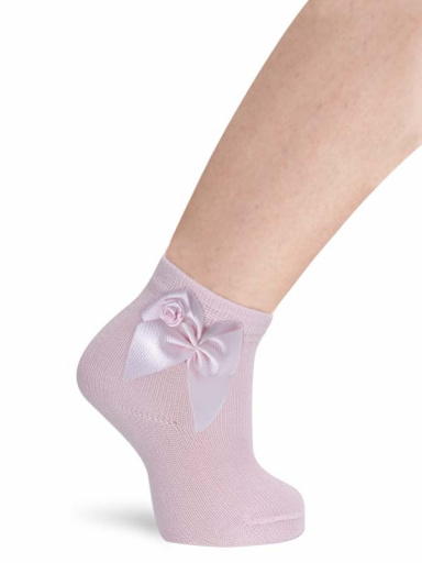 Calcetines cortos finos con lazo con rosa Rosa Pink