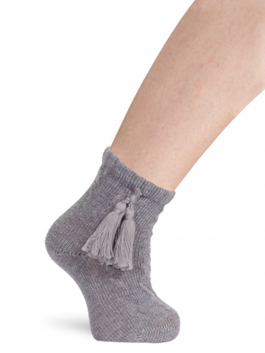 Calcetines cortos labrados con borlas Gris Grey