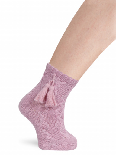 Calcetines cortos labrados con borlas Rosa Palo Rosewood
