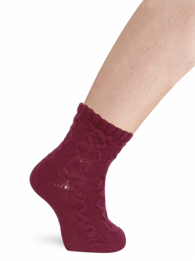 Calcetines cortos labrados Granate Maroon