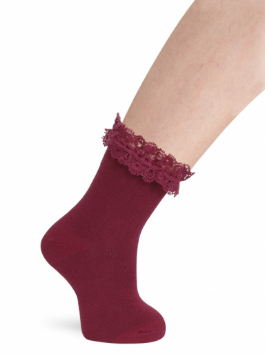 Calcetines cortos con puntilla Granate Maroon