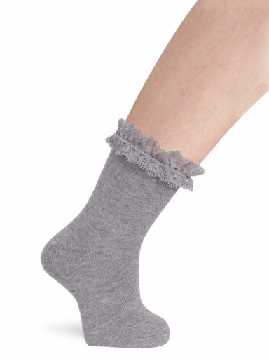 Calcetines cortos con puntilla Gris Grey