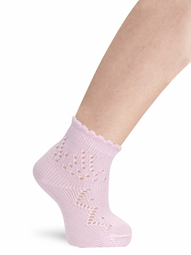 Calcetines cortos perlé calados Rosa Pink