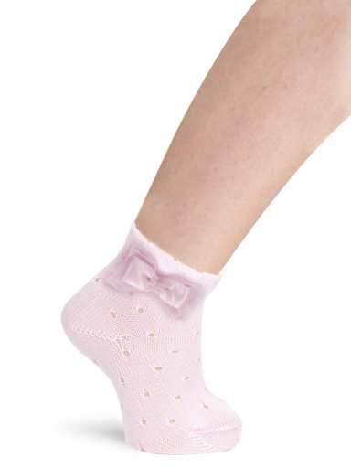 Calcetines cortos perlé plumeti con lazo con tul Rosa Pink