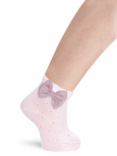 Calcetines cortos perlé plumeti con lazo de raso Rosa Pink