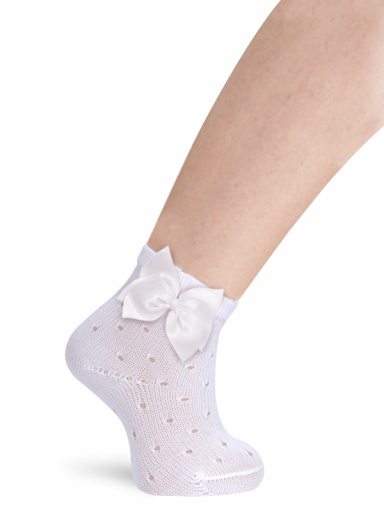 Calcetines cortos perlé plumeti con lazo triple Blanco White