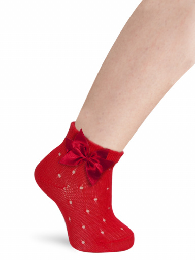 Calcetines cortos perlé plumeti con lazo triple Rojo Red