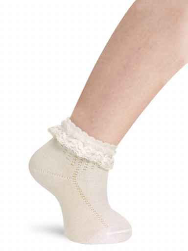 Calcetines de ceremonia con puntilla Marfil Ivory