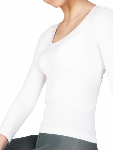 Camiseta manga larga y cuello redondo sin costuras Blanco White