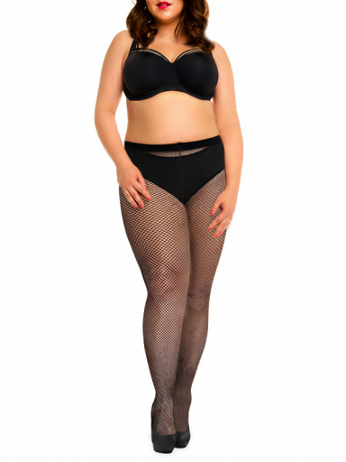 Pantys Tallas Grandes Rejilla Pequeña Negro Black