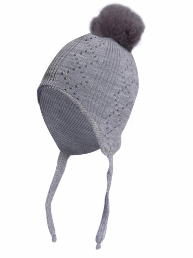 Gorro bebé calado con pompón grande