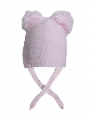 Gorro bebé con pompones (0-12 meses) Rosa Pink