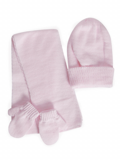 Gorro con bufanda y guantes Niño-Niña (1-2 años) Rosa Pink