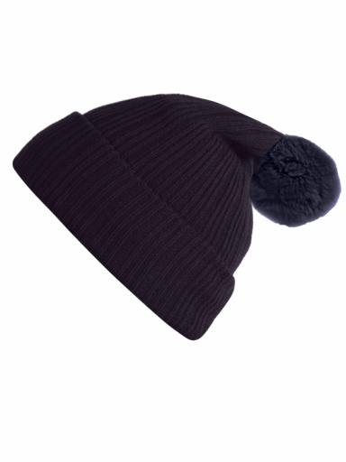 Gorro de punto con pompón mujer Marino Navyblue-Navyblue