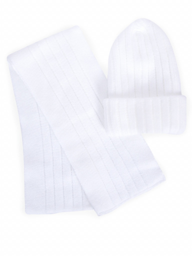 Gorro y bufanda canalé Niño-Niña (3-8 años) Blanco White