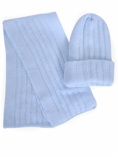 Gorro y bufanda canalé Niño-Niña (3-8 años) Celeste Lightblue