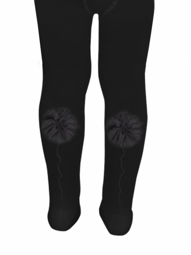 Leotardos con costura trasera y flor de tul Negro Black