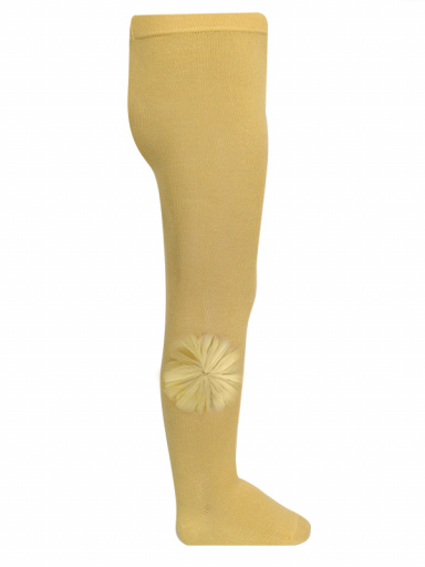 Leotardos lisos con flor de tul Mostaza Mustard