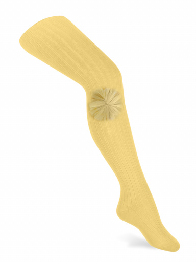 Leotardos canalé con flor de tul Mostaza Mustard