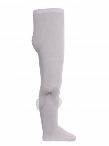 Leotardo liso fino con lazo de tul Perla Pearl