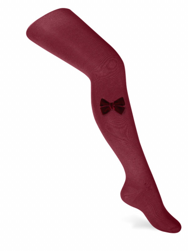 Leotardos lisos con lazo de terciopelo Granate Maroon
