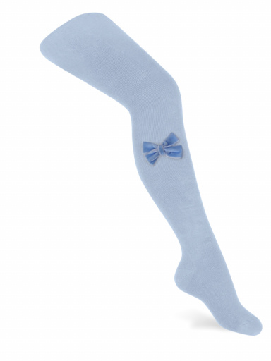 Leotardos lisos con lazo de terciopelo Azul Bebe Babyblue