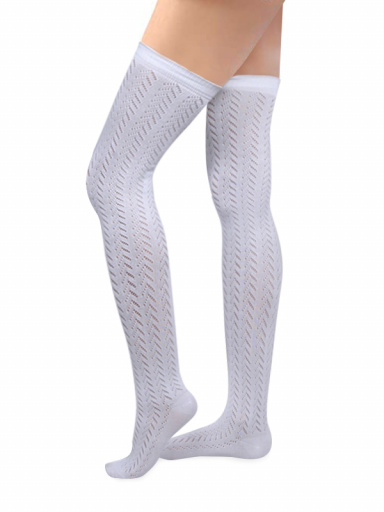 Calcetines por encima de la rodilla para traje regional Blanco White