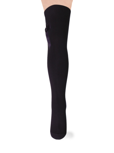 Calcetines altos sobre rodilla con lazo de raso largo Marino Navyblue