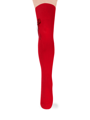 Calcetines altos sobre rodilla con lazo de raso largo Rojo Red