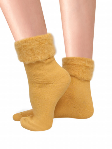 Calcetines Suaves Cardados Rizo Mostaza Mustard