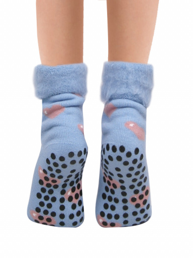 Calcetines Antideslizantes Suaves Corazones Azul Blue