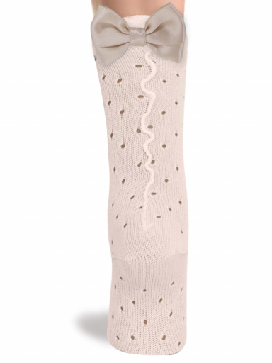 Calcetines altos plumeti con costura trasera y lazo doble Papiro Papyrus
