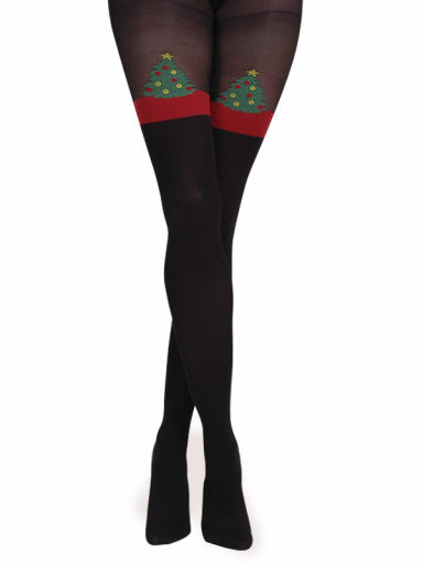 Pantys Navidad Árbol Negro Black