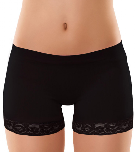 Short interior de canalé fino con encaje Negro Black