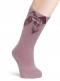 Calcetines altos lisos con lazo de raso doble Rosa Palo Rosewood