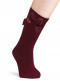 Calcetines altos lisos con lazo de raso doble Granate Maroon