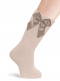 Calcetines altos lisos con lazo de raso doble Haya Peanut
