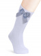 Calcetines altos lisos con lazo de raso doble Azul Bebe Babyblue