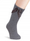 Calcetines altos lisos con lazo de raso doble Gris Grey