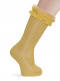 Calcetines altos calados con puntilla y tul Mostaza Mustard