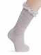 Calcetines altos calados espiga con puntilla Blanco White