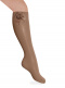 Calcetines altos calados lateral con lazo con rosa Camel