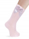 Calcetines altos calados lateral con lazo con rosa Rosa Pink