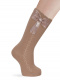 Calcetines altos calados lateral con lazo de encaje Camel