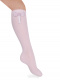 Calcetines altos calados lateral con lazo de encaje Rosa Pink