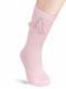 Calcetines altos canalé con borlas Rosa Pink