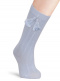 Calcetines altos canalé con borlas Azul Bebe Babyblue